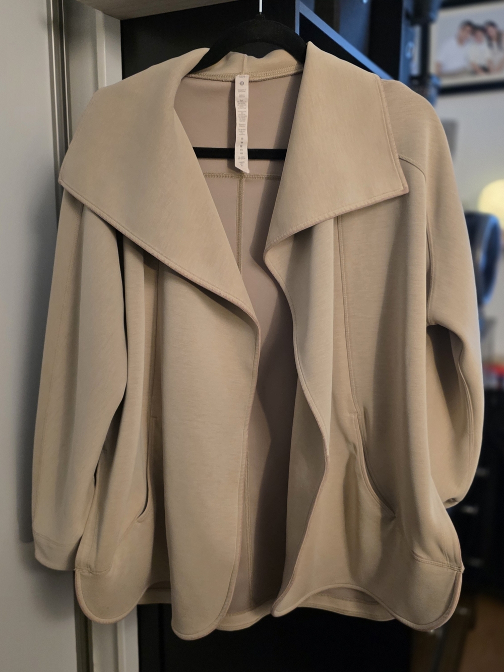 lululemon athletica Beige Draped Open-Front Trench Jacket